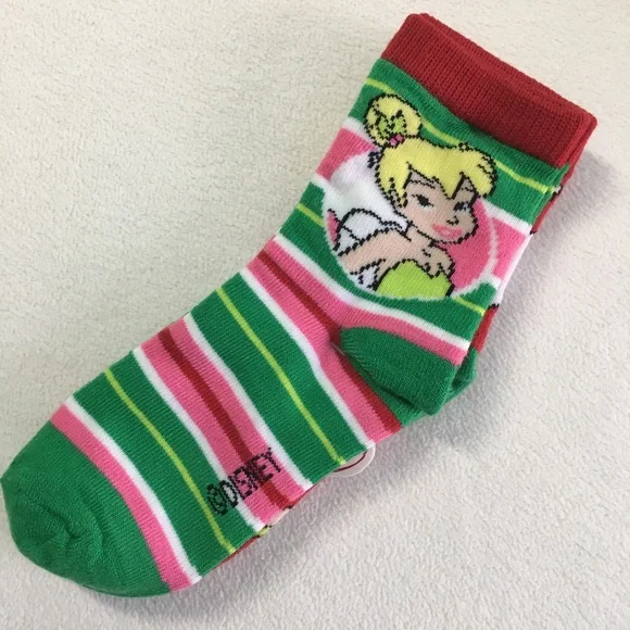 ✨🎄 2 Pairs of Disney Fairies Tinker Bell Christmas Anklet Socks, NWT 🎄✨ - Picture 2 of 11